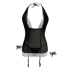  Sheer Halter Lingerie Set with G-String