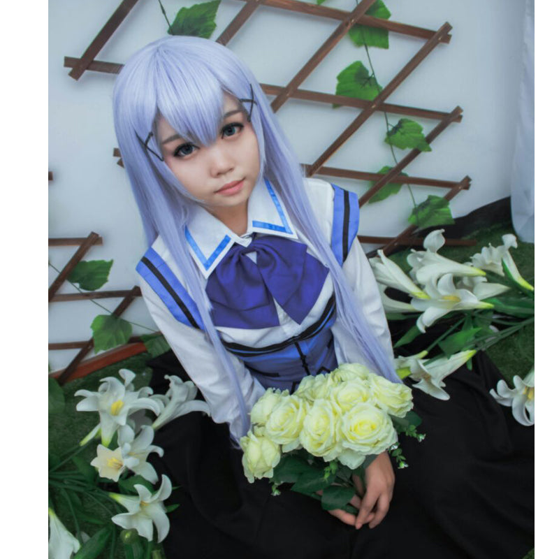 Kaze Chino Wind Whisper Cosplay Wig – Soft Silver-Blue Anime Hairpiece