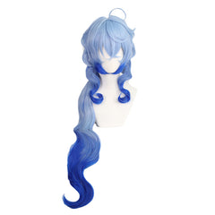 Long Gradient Blue Cosplay Wig – Heat-Resistant Synthetic Hair with Free Wig Cap